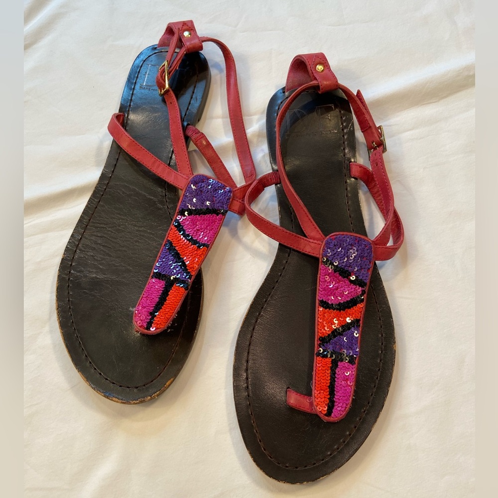 Diane Von Furstenberg, DVF, sequin Sandals, Classic, size 10M